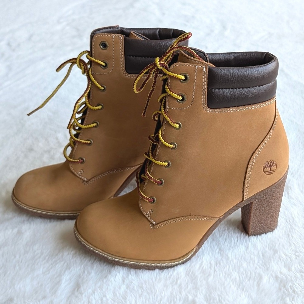 Timberland Women's Allington Mid Boot Leather Lace Up Block Heel Boots Size 7